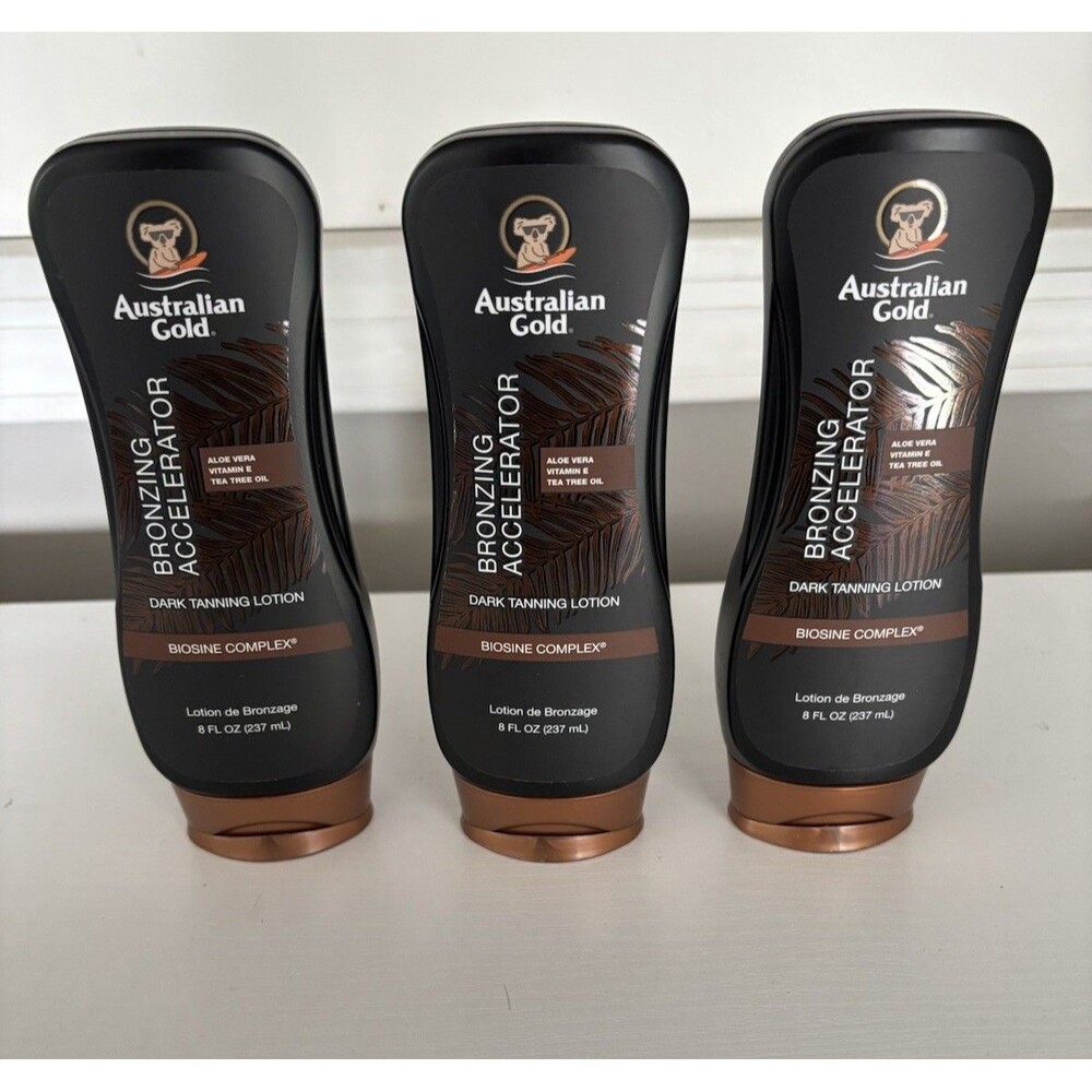 Australian Gold Dark Tanning Accelerator Lotion with Bronzer, 8 Ounce, New Packa